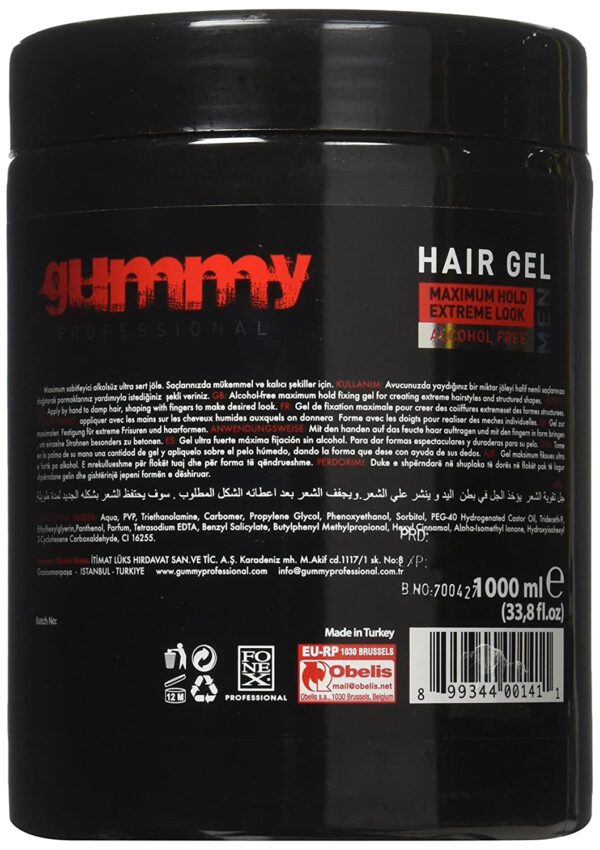 Gummy Alcohol Free Hair Gel, Red, 33.81 Ounce 1000 ml