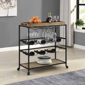 FirsTime & Co. Black and Brown Concord Removable Tray Bar Cart